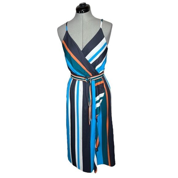 Loft dress size XS strappy striped crossover v neck - Picture 1 of 4